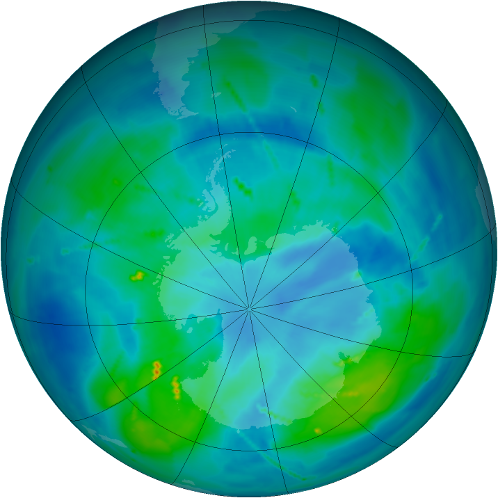 Antarctic ozone map for 18 March 2011